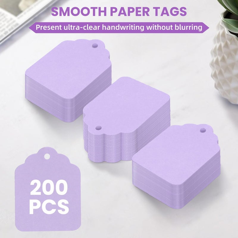 rolyta 200 Pcs Purple Price Tags with String Attached, Pre-Strung Writable Paper Clothing Tag for Bags Clothing Jewelry Retail Pricing DIY Crafts Gift Wrapping - Image 3